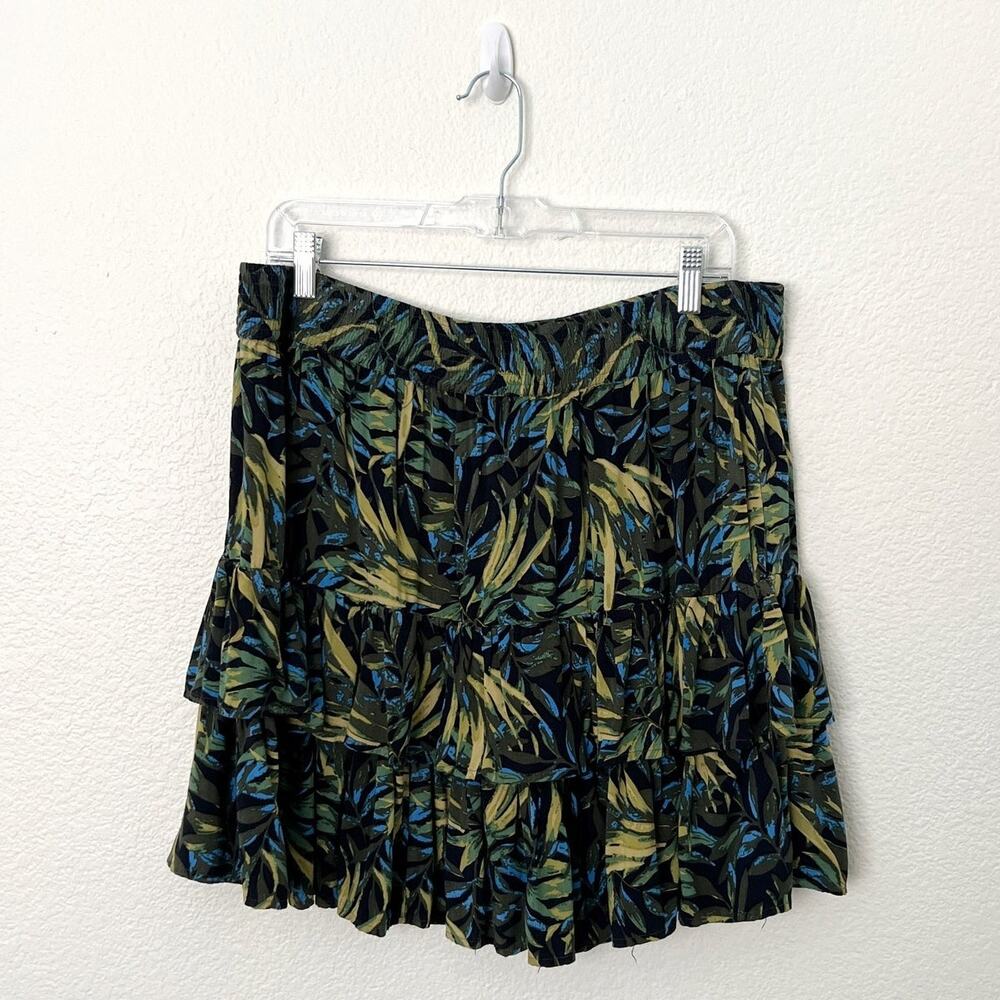 [ASOS Curve] Tropical Palm Print Ruffle Tiered Mini Skirt Elastic Waist Size 18